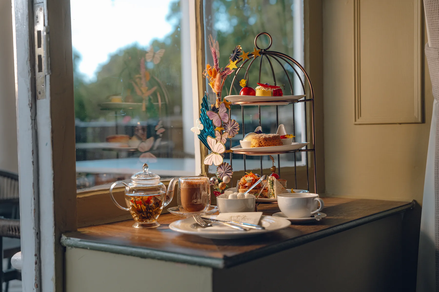 Afternoon tea for two by the window at The Terrace