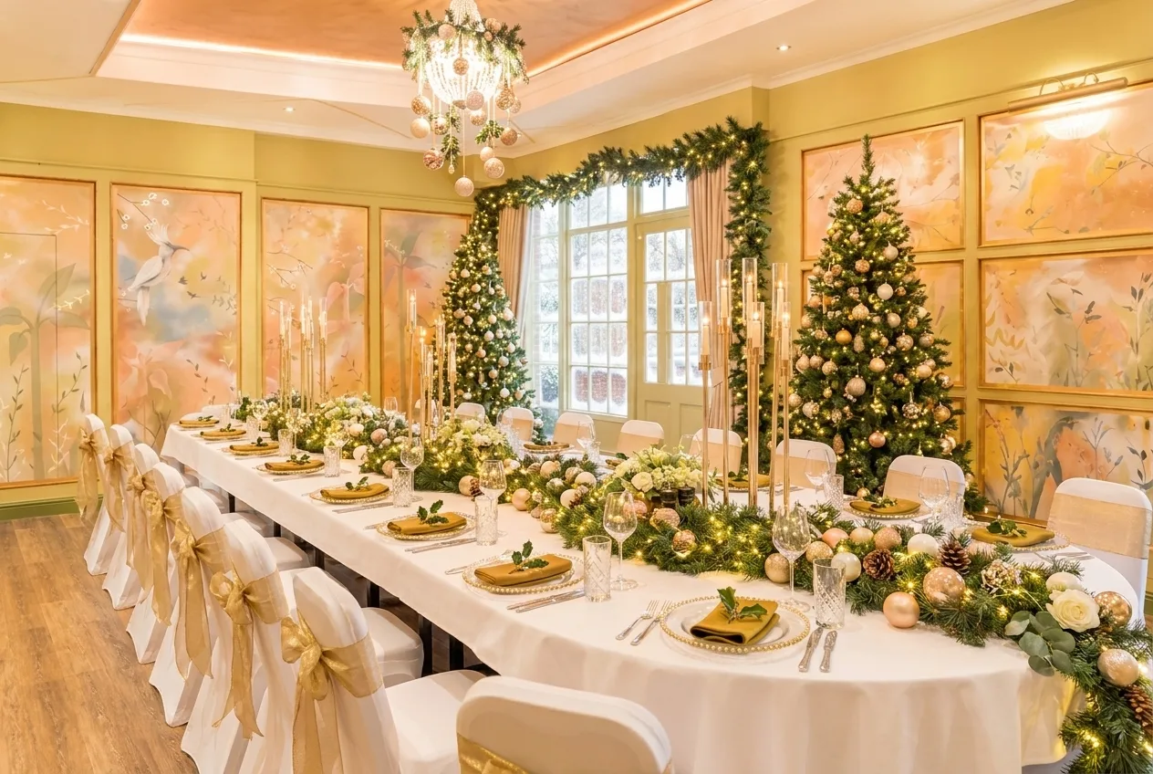 A private dining room dressed for Christmas at The Terrace